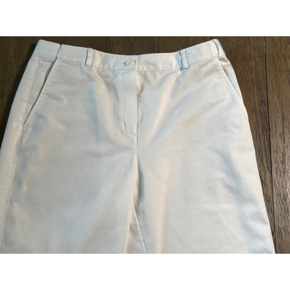 LL Bean Classic‎ Fit White Chinos Womens 10 Reg 100% Cotton Straight Leg 277330 - Picture 2 of 9